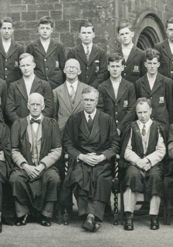 Hugh Boulter (centre) as Headmaster in 1941 